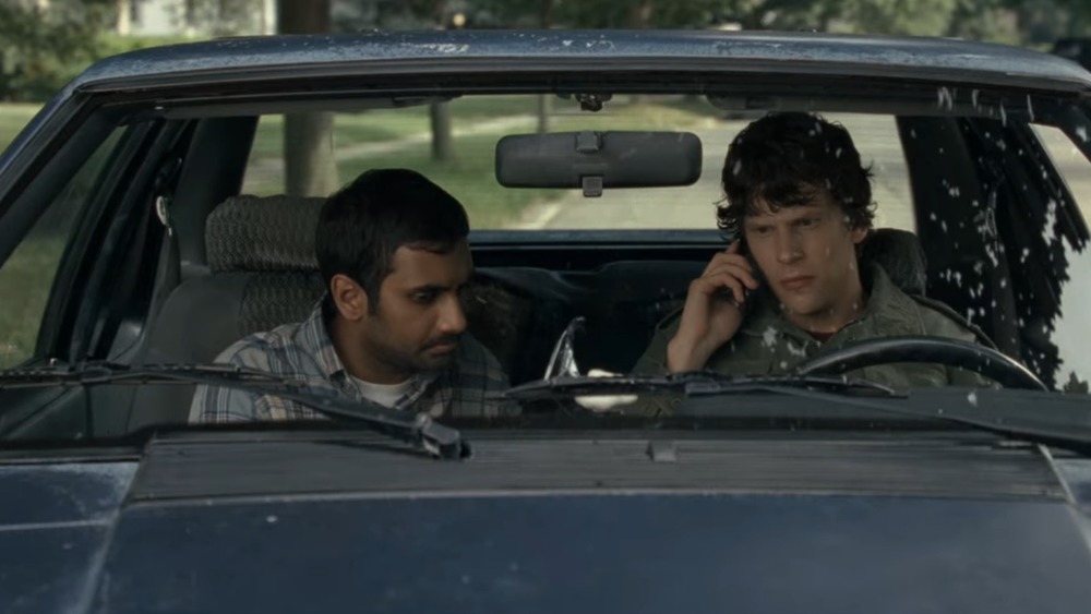 Jesse Eisenberg on phone in car