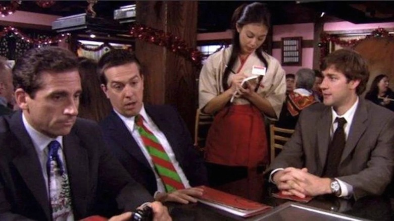 The staff of The Office placing their order at Benihana