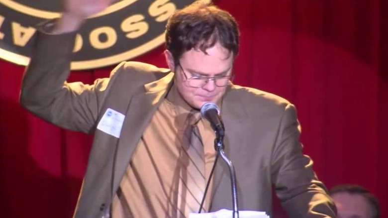 Dwight giving a speech