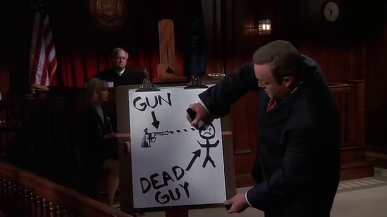 Doug draws stick figure in court