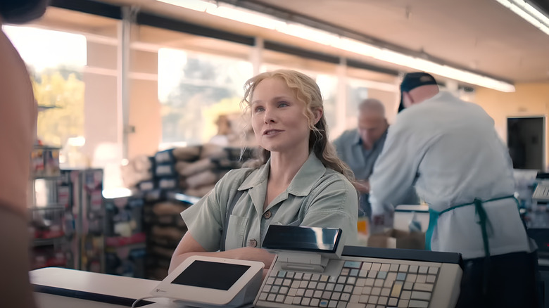 Connie Kominski smiles at a clerk