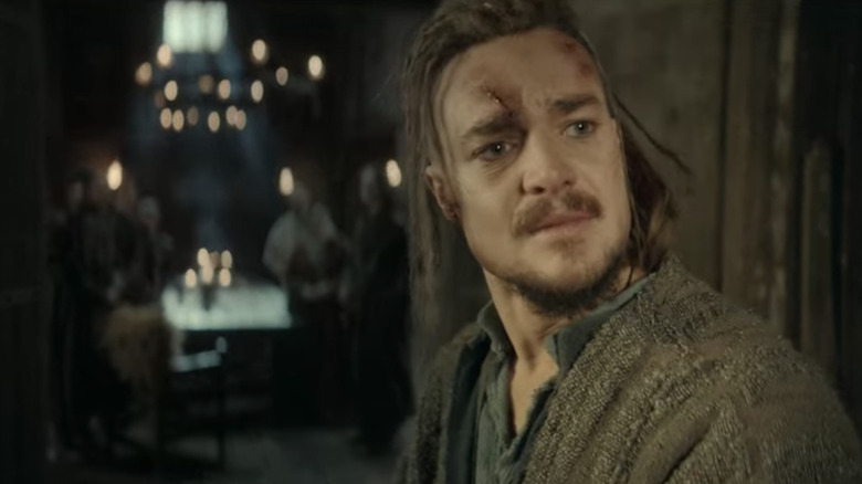 Uhtred with blood and scars across his face