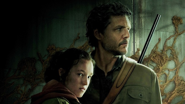 "The Last of Us" cropped poster featuring Bella Ramsey and Pedro Pascal