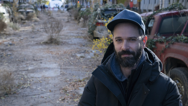 Neil Druckmann smiling on the set of The Last of Us