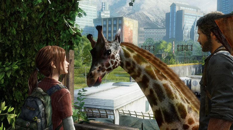 Joel and Ellie watching a Giraffe