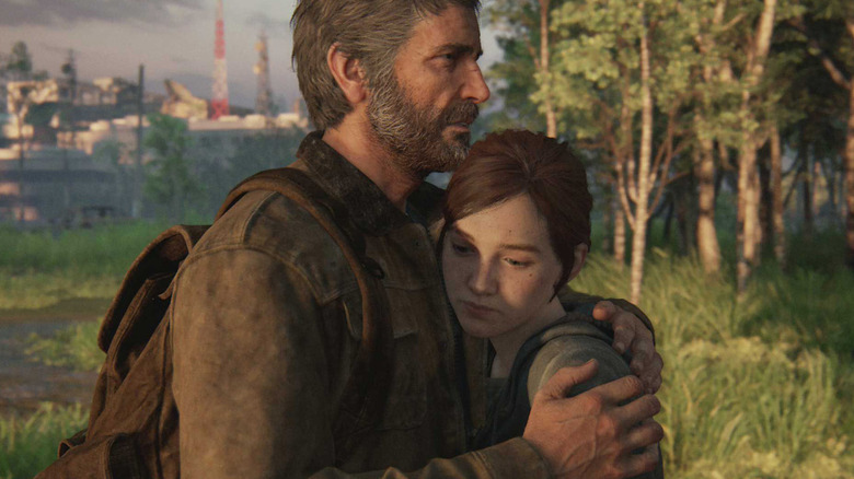 Joel and Ellie hugging