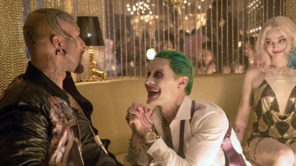 Jared Leto as the Joker and Margot Robbie as Harley Quinn in Suicide Squad
