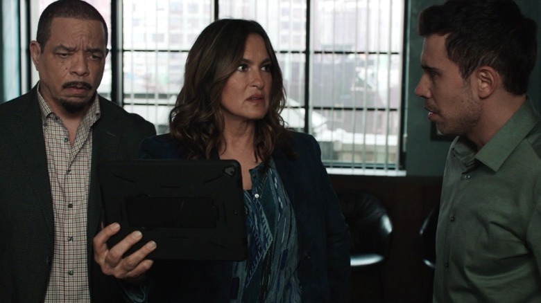 Olivia Benson, Fin, and Velasco looking disturbed