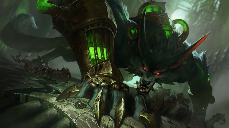 Warwick crouched, login screen