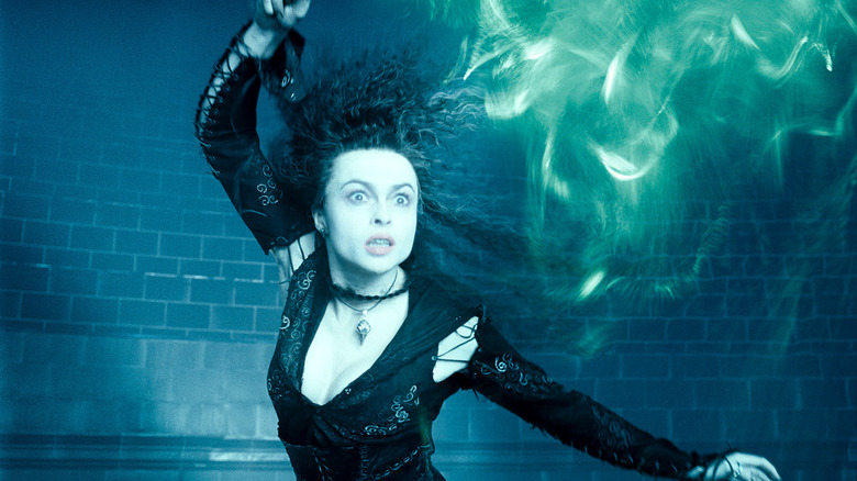 Bellatrix casting a killing curse in Harry Potter and the Deathly Hallows