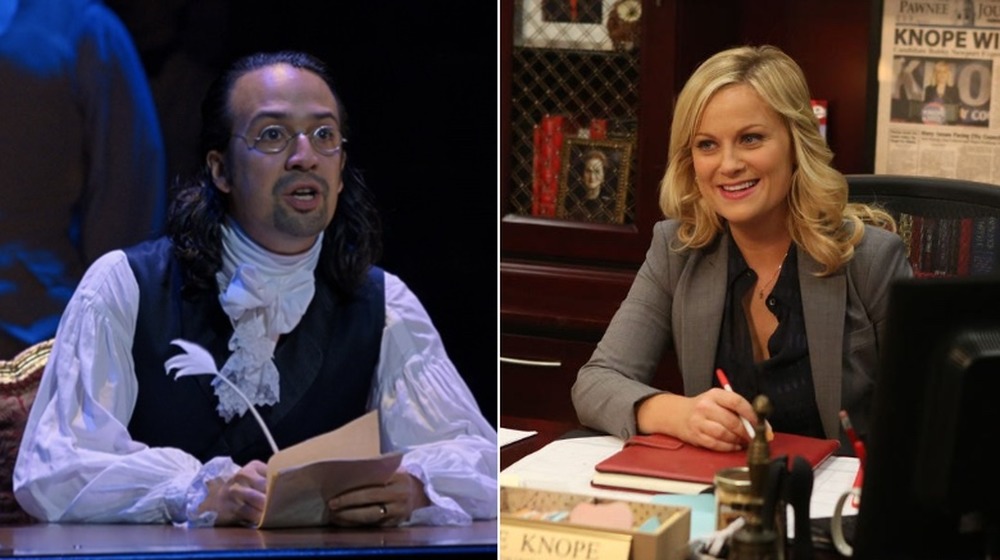 Lin-Manuel Miranda in Hamilton and Amy Poehler in Parks and Recreation