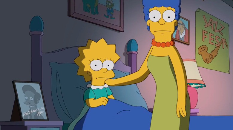 Lisa and Marge Simpson looking at camera