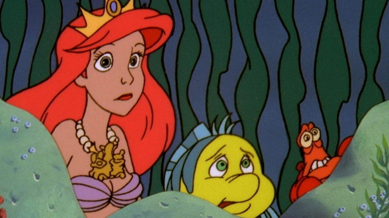 Ariel, Flounder, and Sebastian worried