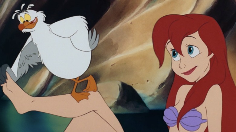 Ariel on the beach with Scuttle