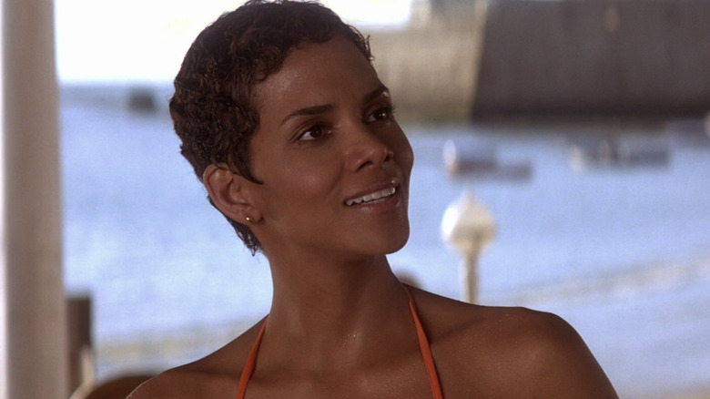 Halle Berry cocks head smiling