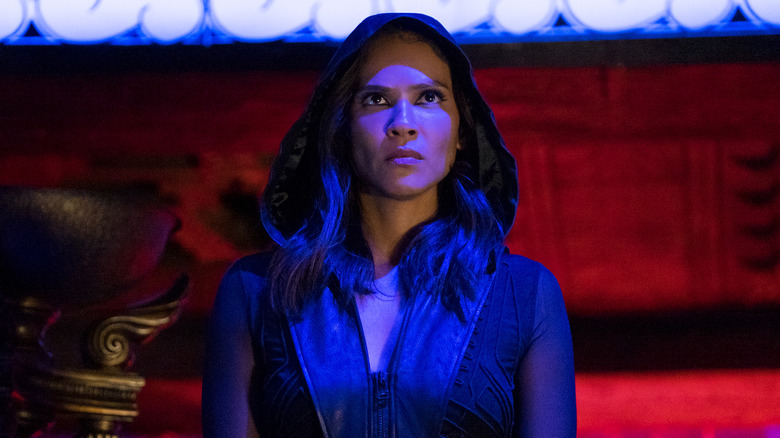 Lesley-Ann Brandt readying for a fight as Maze in Lucifer