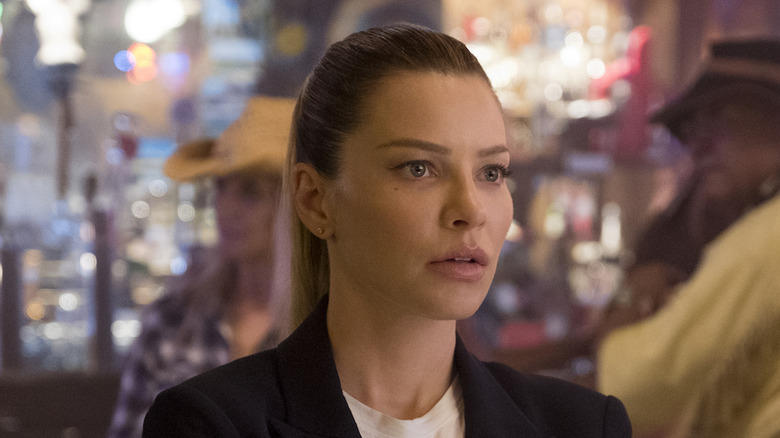 Lauren German looking intense as Chloe Decker on Lucifer