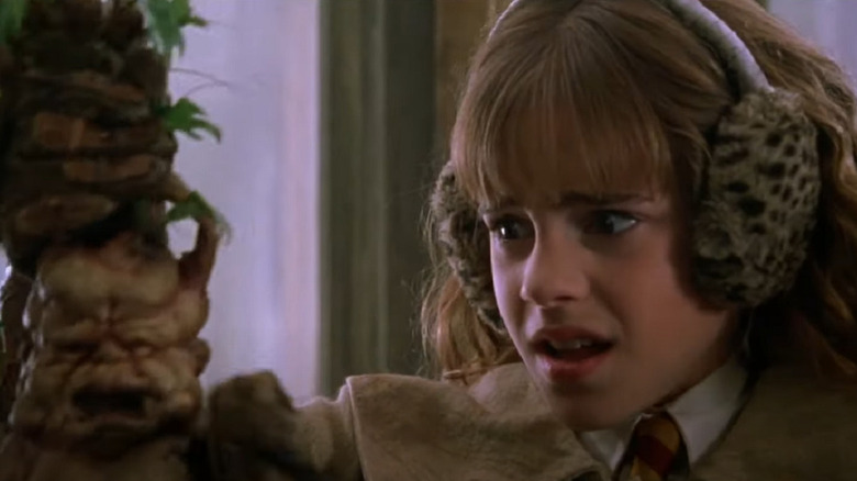 Hermione Granger holding a Mandrake 