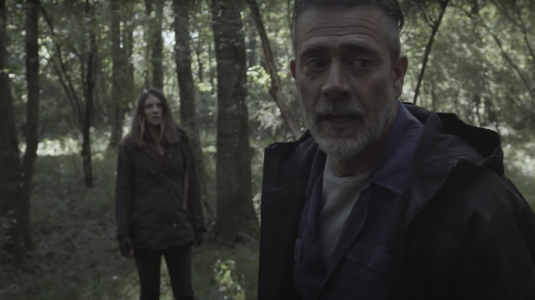 Negan and Maggie in the woods