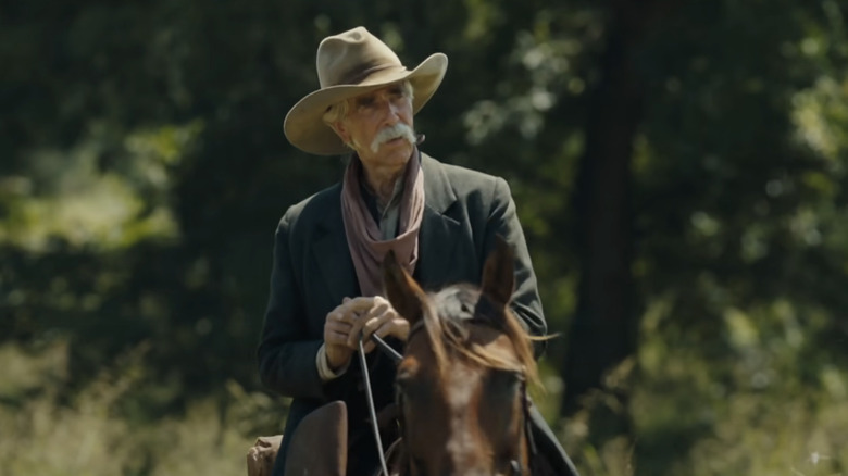 Sam Elliot riding a horse in 1883