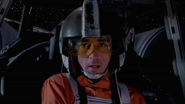 Wedge Antilles in his X-Wing cockpit