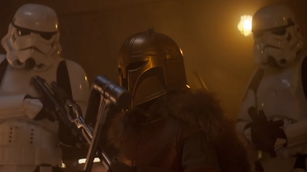 The Armorer faces off against stormtroopers on The Mandalorian