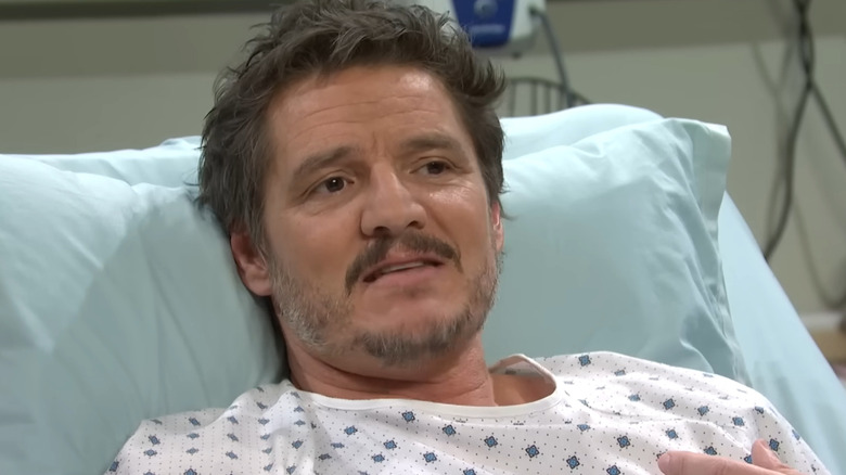 Pedro Pascal in a hospital bed