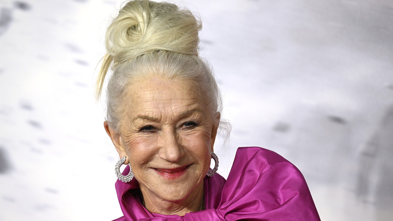 Helen Mirren has her hair in bun