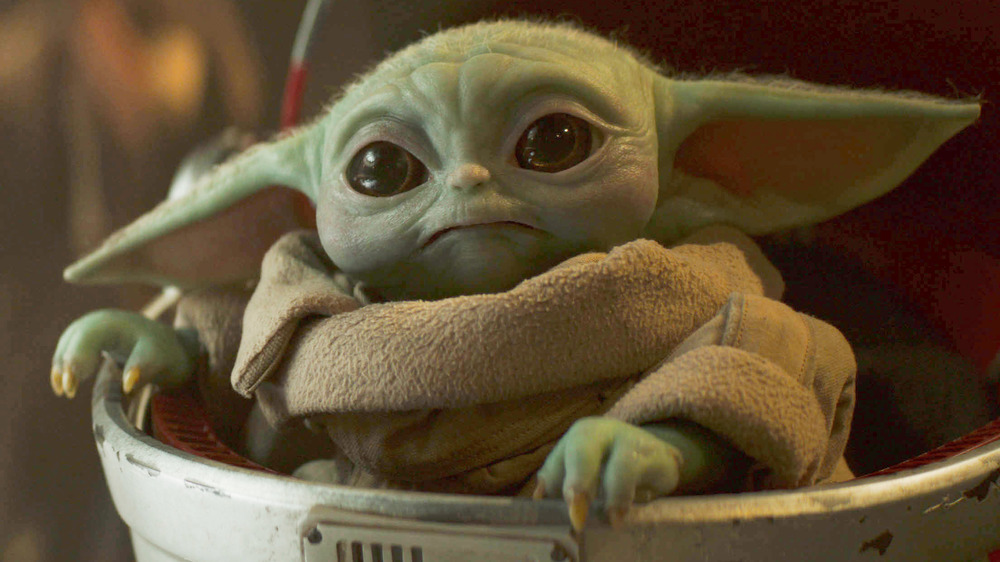 Baby Yoda in his bassinet