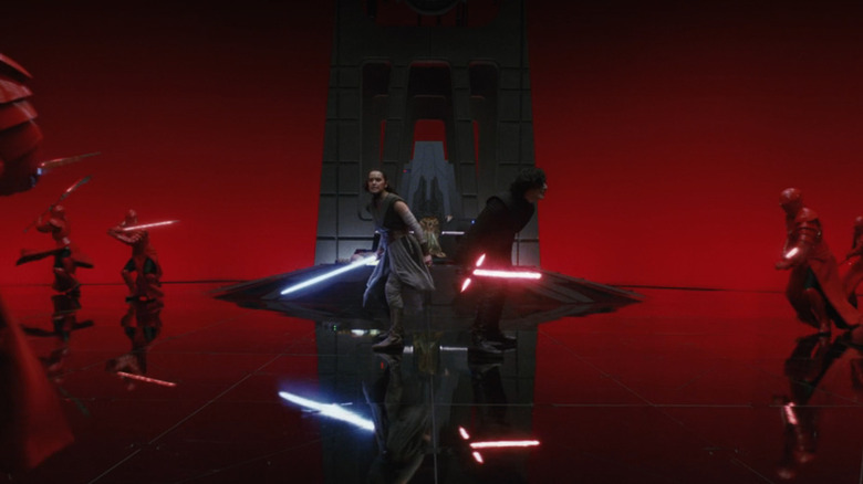 Kylo and Rey prepare to battle the Praetorian Guard