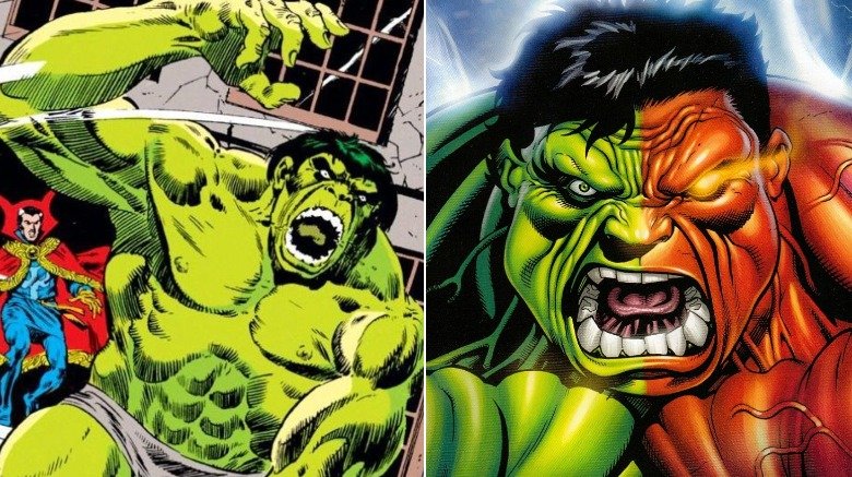 Split image of the Mindless Hulk and the Compound Hulk