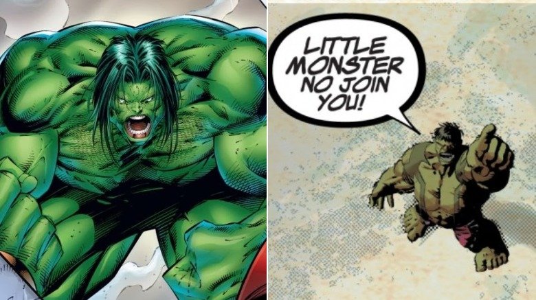 Split image of the Heroes Reborn Hulk and Little Monster