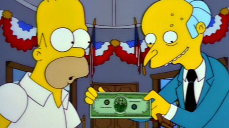 Burns shows Homer trillion-dollar bill