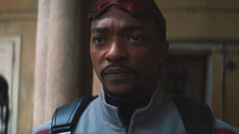 Sam Wilson reacts with concern