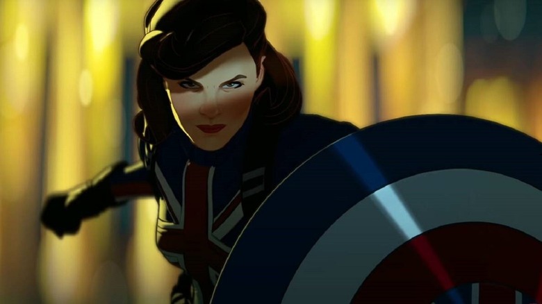 Superpowered Peggy Carter with shield 