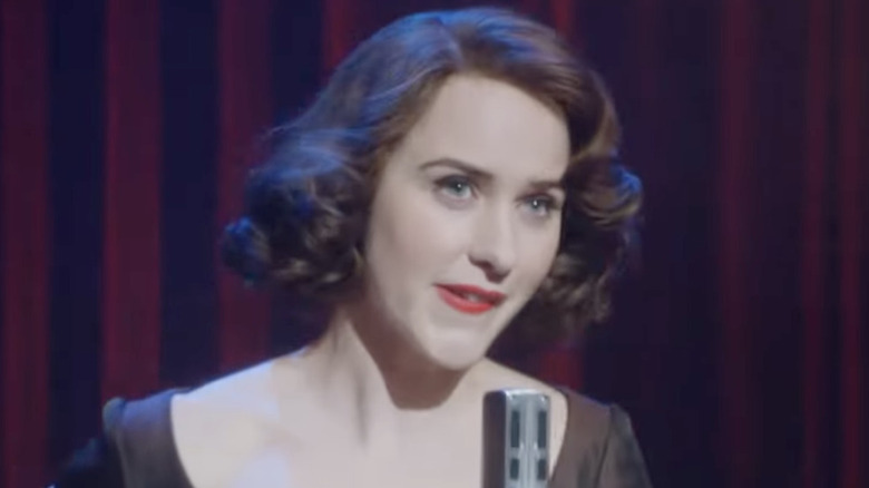 Rachel Brosnahan biting lip microphone