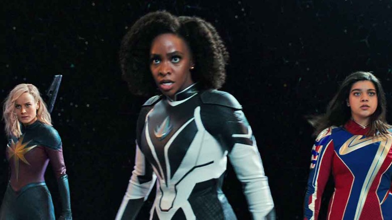 Captain Marvel, Monica Rambeau, and Ms. Marvel in space