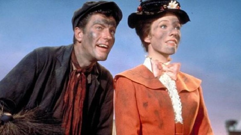 Mary Poppins and Bert covered in soot