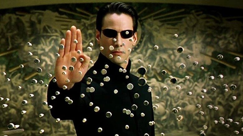 Keanu Reeves Neo stopping bullets