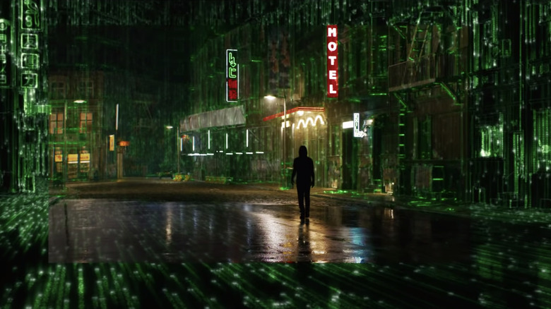 Neo walking on the street