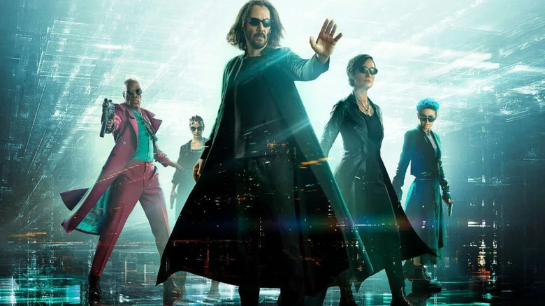 Keanu Reeves, Carrie-Anne Moss and co-stars in "The Matrix Resurrections"