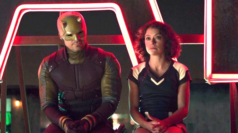 Daredevil and She-Hulk sitting together