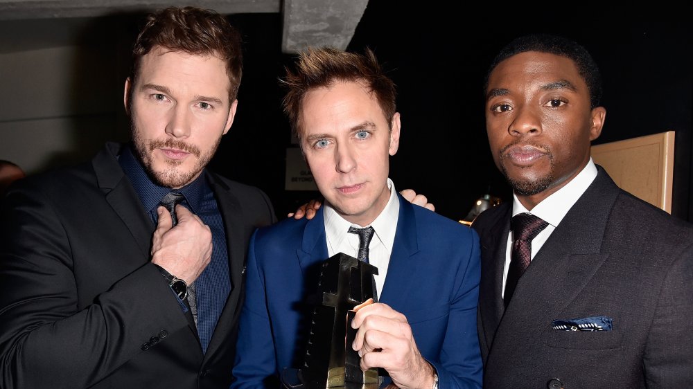 Chris Pratt, James Gunn, and Chadwick Boseman