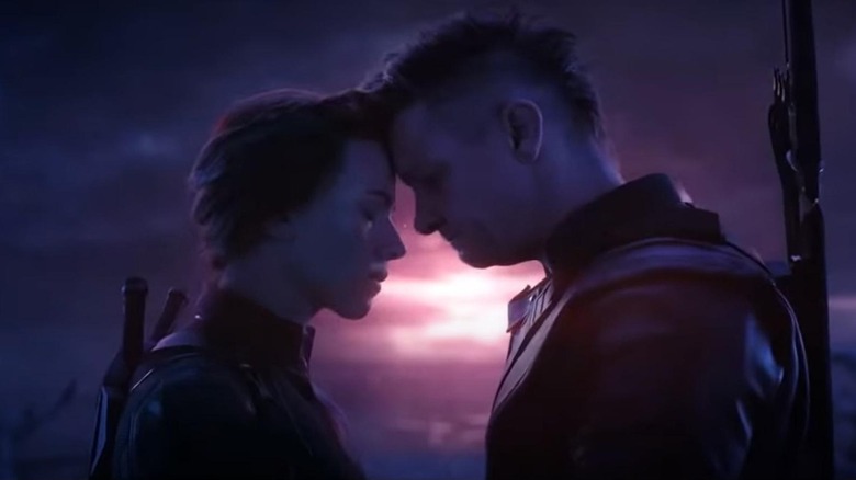 Black Widow and Hawkeye saying goodbye