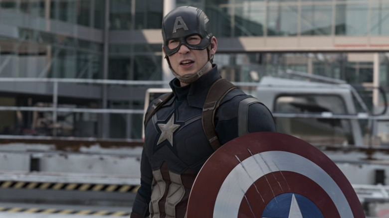 Captain America holding his shield