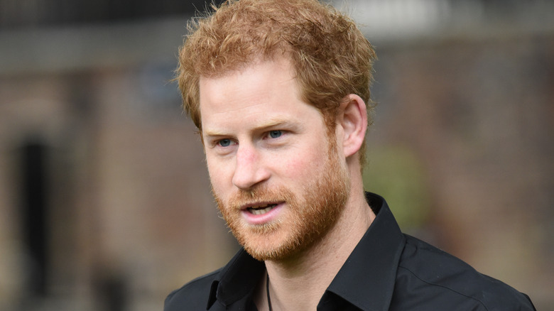 Prince Harry looking serious