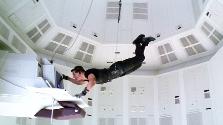 Tom Cruise suspended above floor