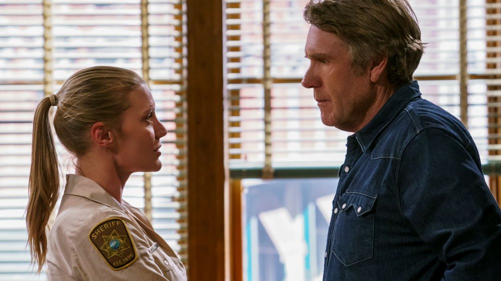 Katee Sackhoff and Robert Taylor have a tense discussion in Longmire