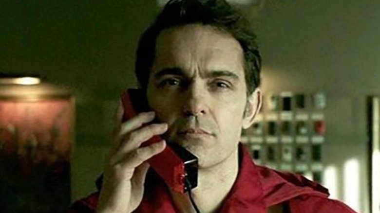 Berlin using the phone in Money Heist