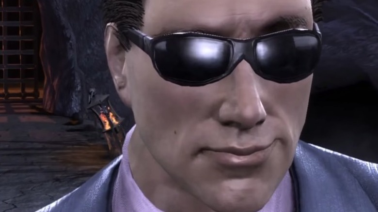 Johnny Cage wearing his sunglasses at night